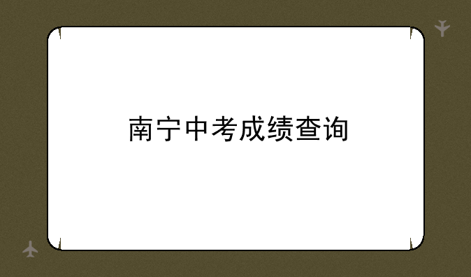 南宁中考成绩查询