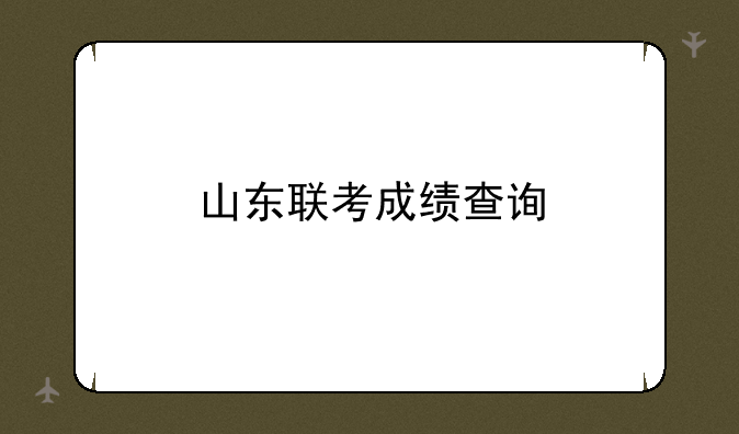 山东联考成绩查询
