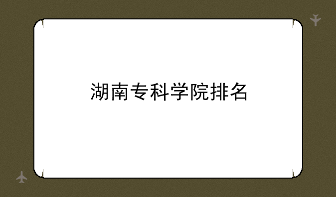 湖南专科学院排名