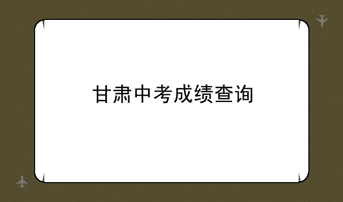甘肃中考成绩查询