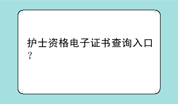 护士资格电子证书查询入口？