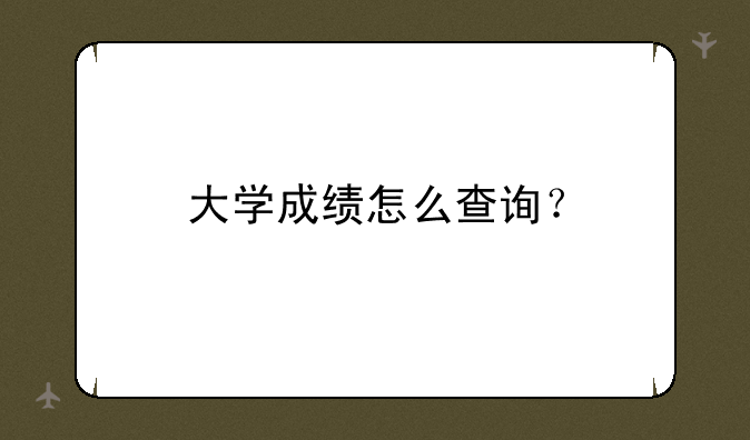 大学成绩怎么查询？