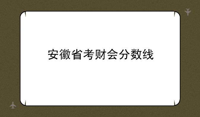 安徽省考财会分数线