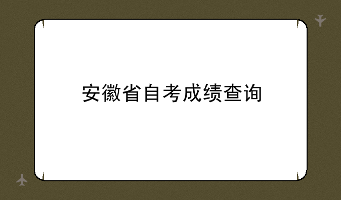 安徽省自考成绩查询