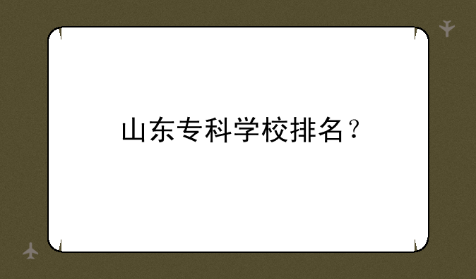 山东专科学校排名？