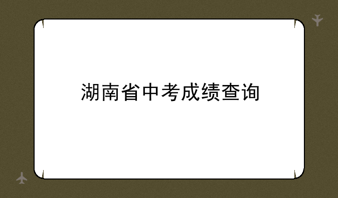 湖南省中考成绩查询