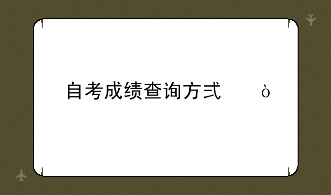 自考成绩查询方式？