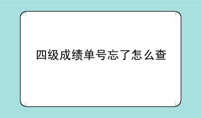 四级成绩单号忘了怎么查