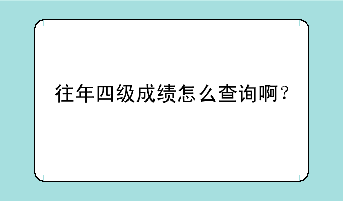 往年四级成绩怎么查询啊？