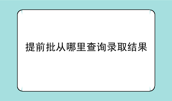 提前批从哪里查询录取结果