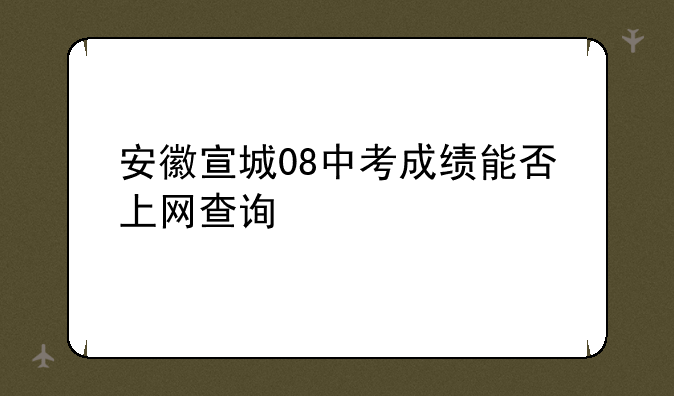 安徽宣城08中考成绩能否上网查询