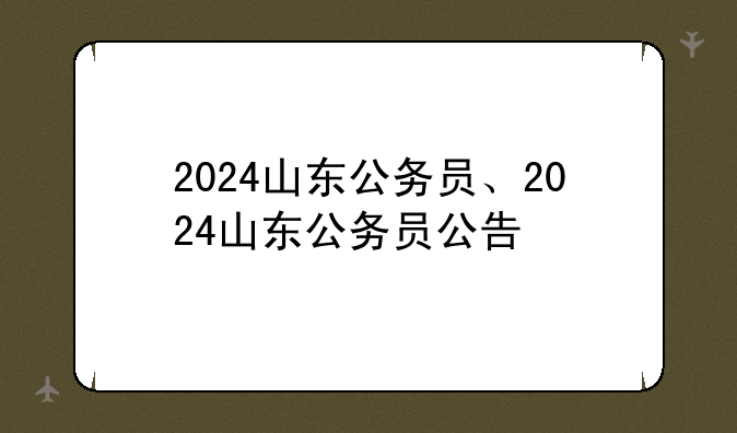 2024山东公务员、2024山东公务员公告