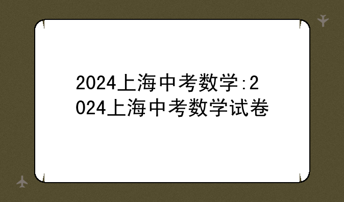 2024上海中考数学:2024上海中考数学试卷