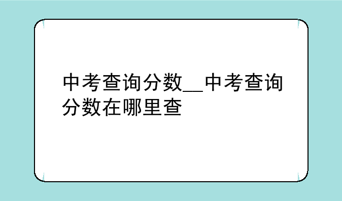 中考查询分数__中考查询分数在哪里查