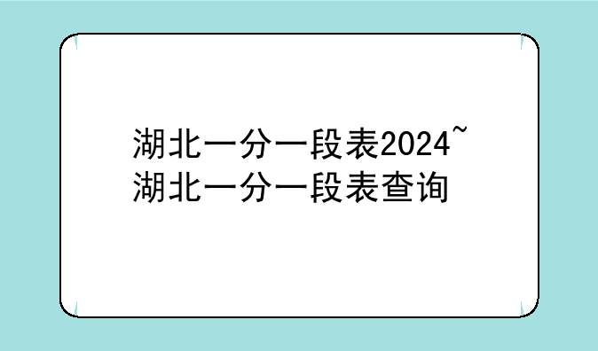 湖北一分一段表2024~湖北一分一段表查询